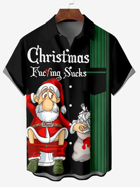 Men's Christmas Funny Graphic Short Sleeve Hawaiian Shirt